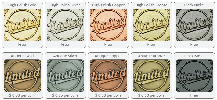 Plating Options for Custom Coins