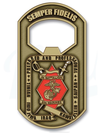 USMC Antique Gold Custom Coins Custom Bottle Opener Coin